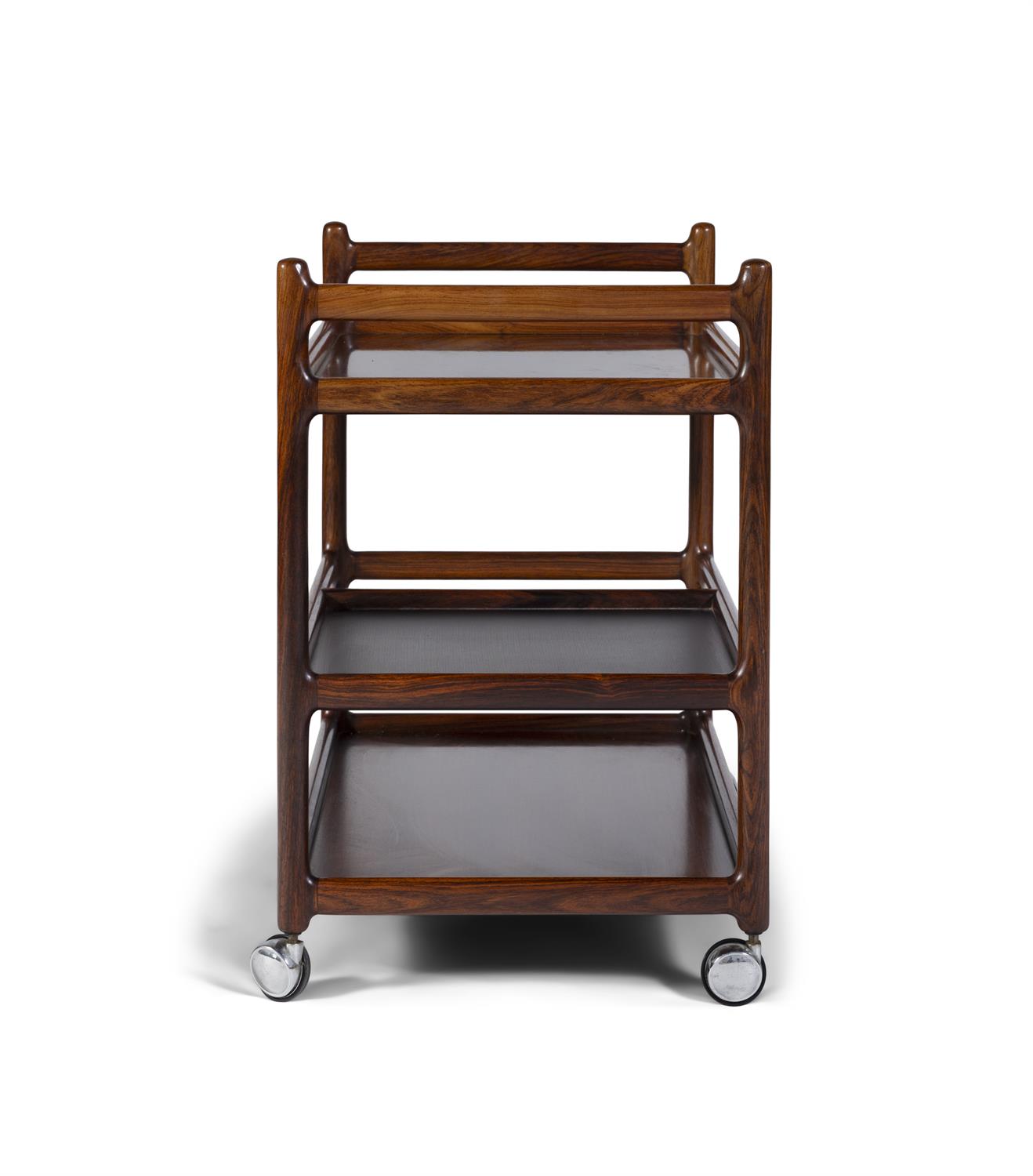 JOHANNES ANDERSEN A rosewood drinks trolley on four castors by Johannes Andersen for CFC - Image 3 of 5