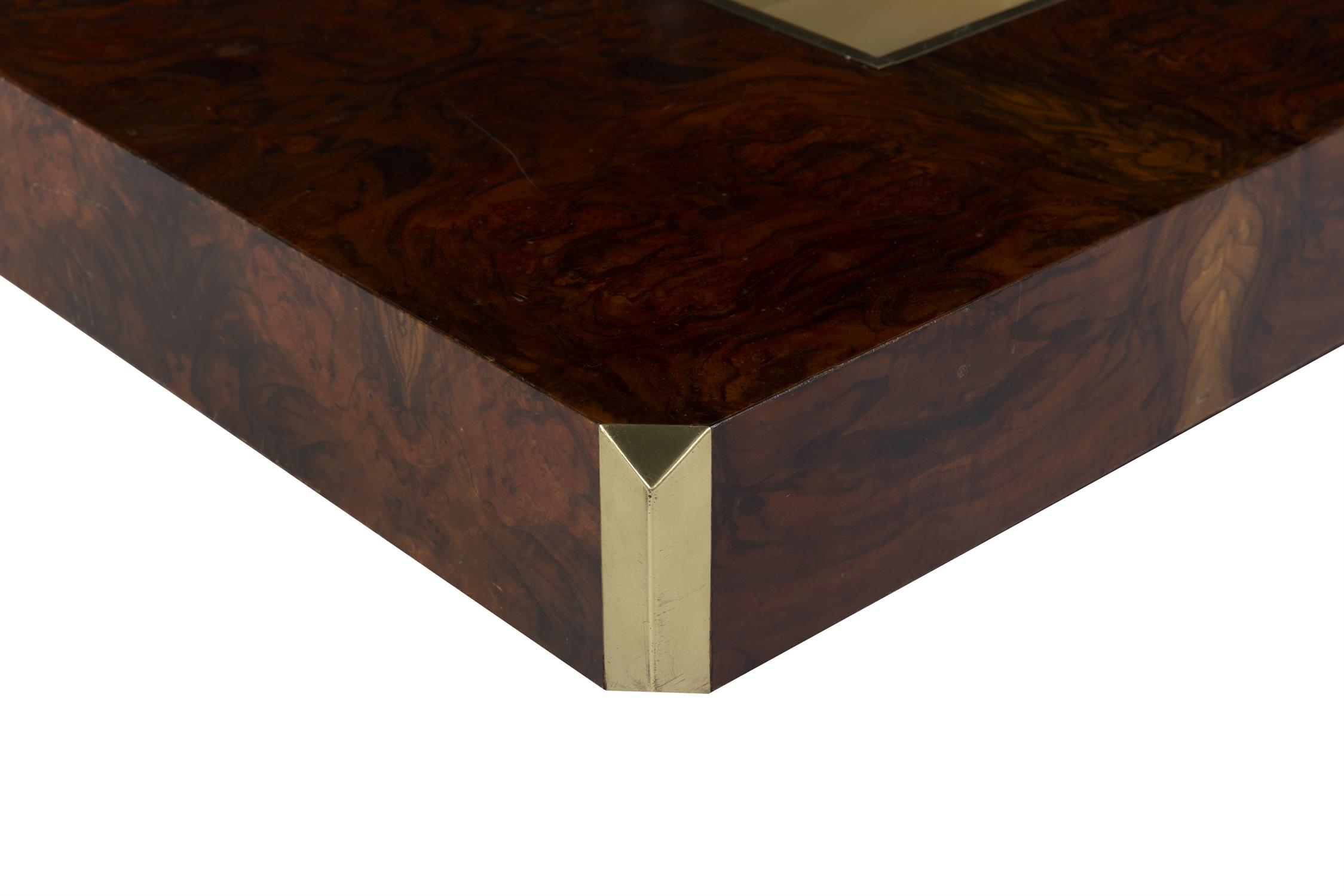 MARIO SABOT A burr walnut coffee table with brass detailing attributed to Mario Sabot. Italy, c. - Image 5 of 5