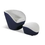 ROCHE BOBOIS 'Edito' armchair and footstool by Roche Bobois with maker's label. 69 x 76 x 66cm(h);
