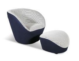 ROCHE BOBOIS 'Edito' armchair and footstool by Roche Bobois with maker's label. 69 x 76 x 66cm(h);