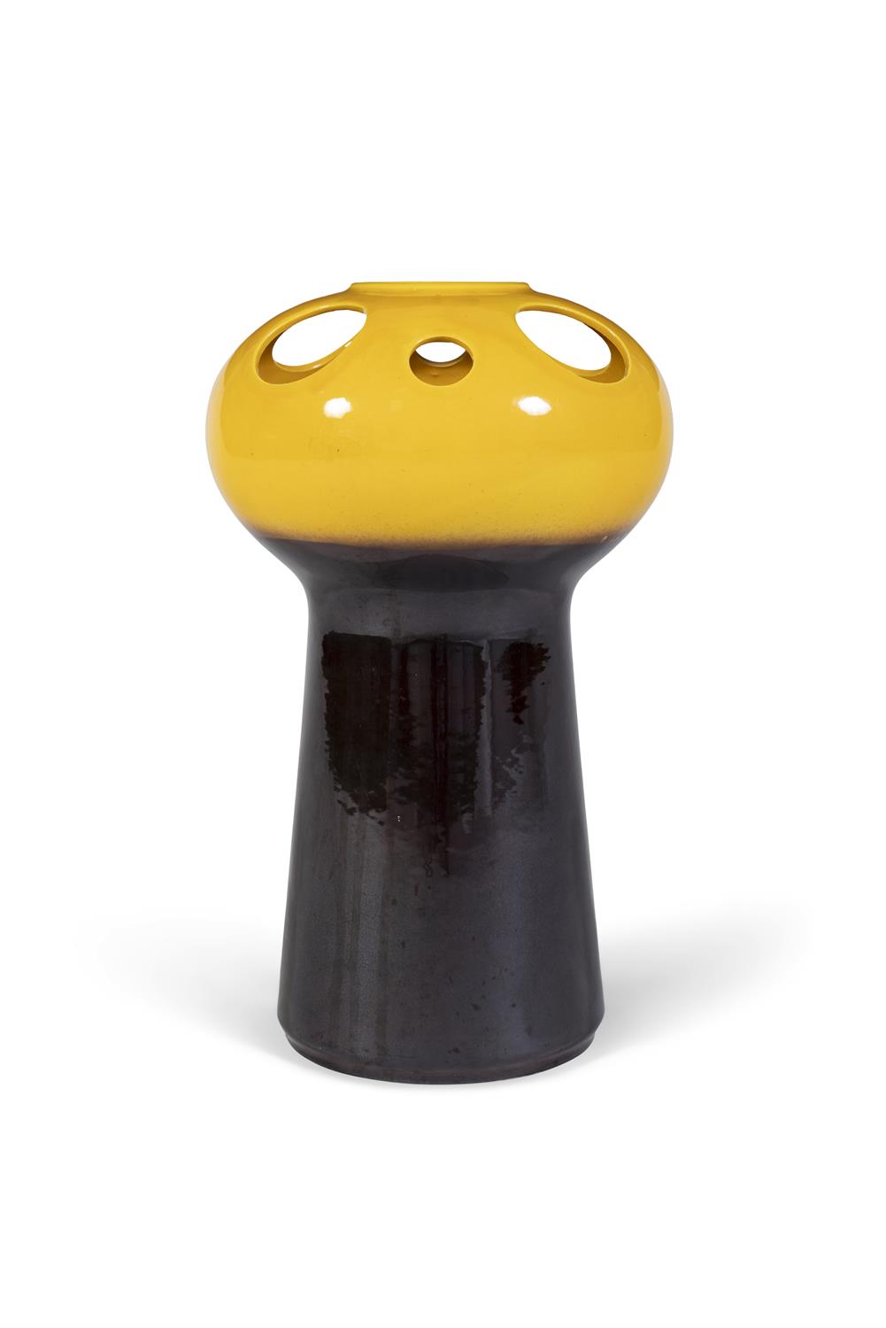 VASE A yellow and black ceramic vase. - Image 3 of 6