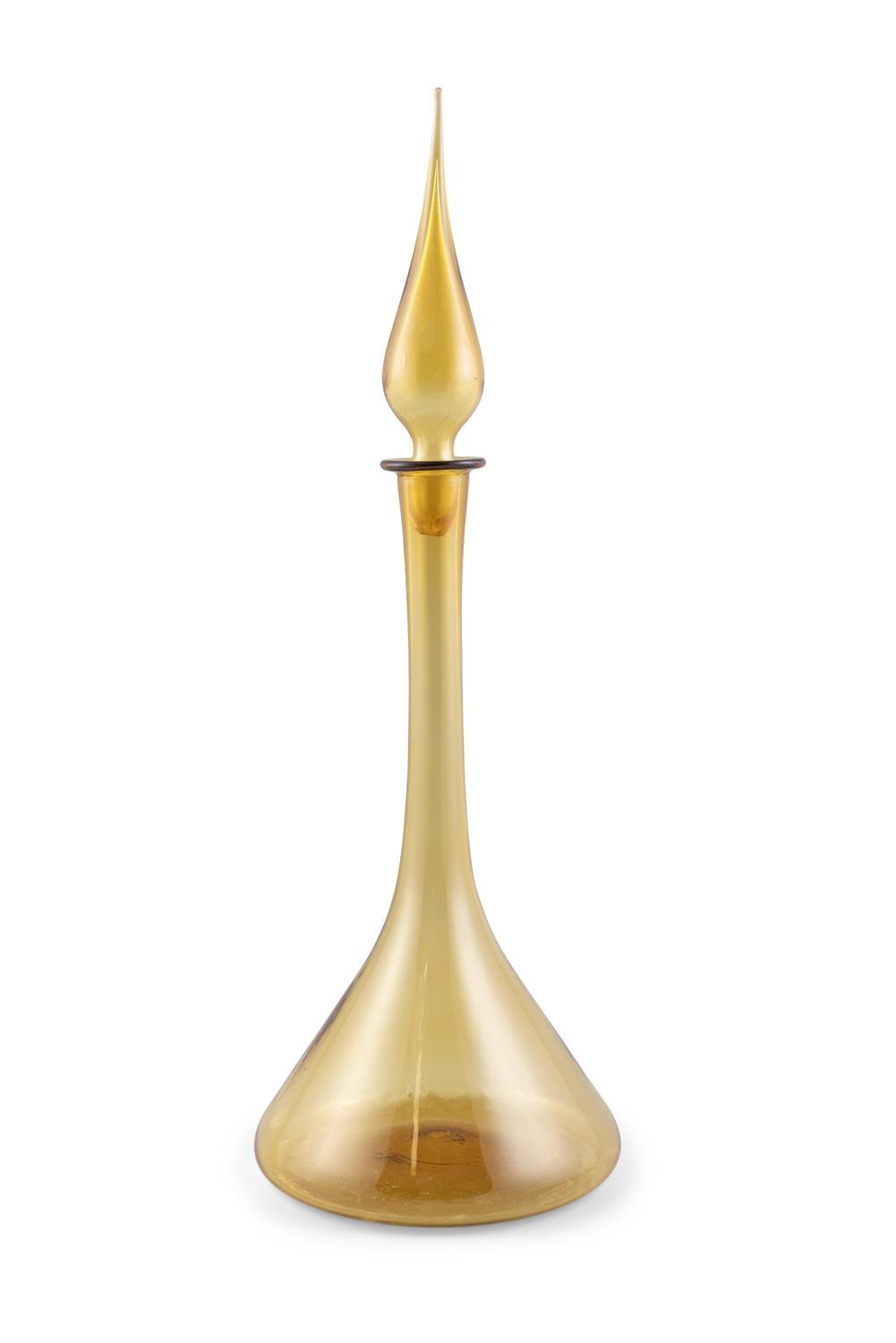 VASE Amber Murano glass vase and stopper. 60.5cm(h)