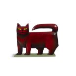 GRAHAM KNUTTEL (1954-2023) Red Cat Oil on Timber, 117 x 18 x 87cm(h) Signed