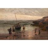 Thomas Rose Miles (1844-1916) The Fishermen's Return Oil on canvas, 50 x 75cm (19½ x 29½") Signed