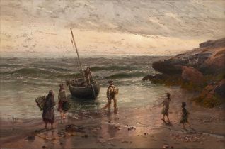 Thomas Rose Miles (1844-1916) The Fishermen's Return Oil on canvas, 50 x 75cm (19½ x 29½") Signed