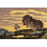 Mabel Young RHA (1889-1974) Wooded landscape at Sunset Oil on canvas board, 32 x 47cm (12½ x