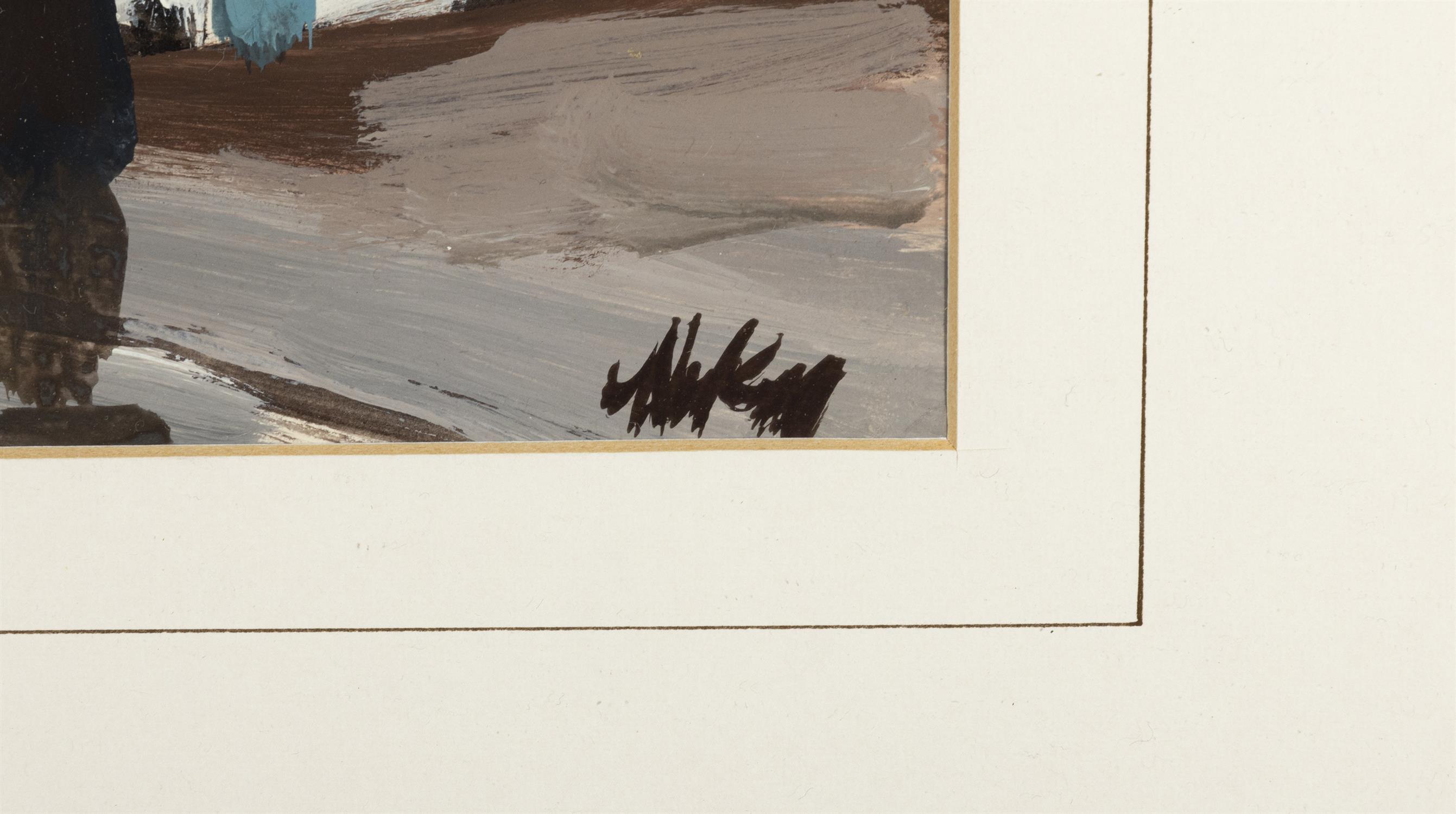Markey Robinson (1918 - 1999) Sailboat, Cottages and Figure Gouache, 20 x 28cm (7¾ x 11") Signed - Bild 3 aus 4