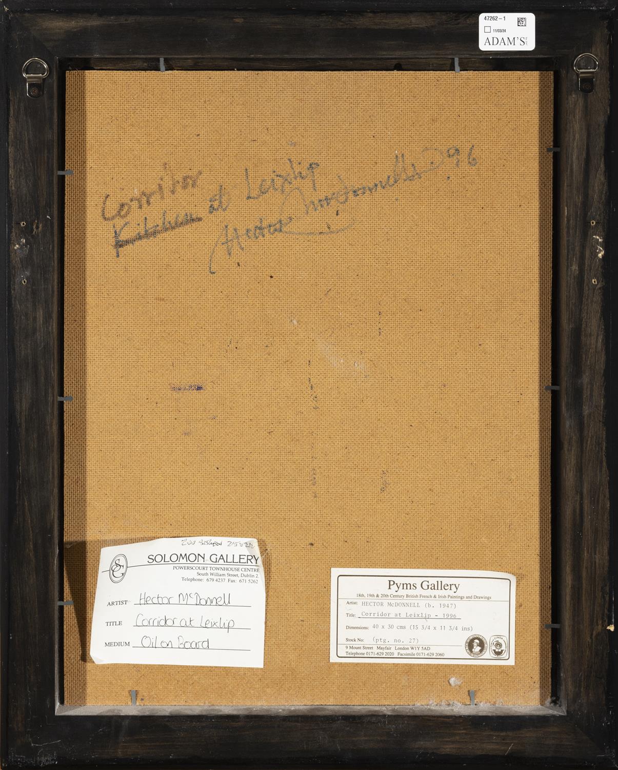 Hector McDonnell RUA (b.1947) Corridor at Leixlip - 1996 Oil on board, 40 x 30cm (15¾ x 11¾") - Bild 4 aus 4