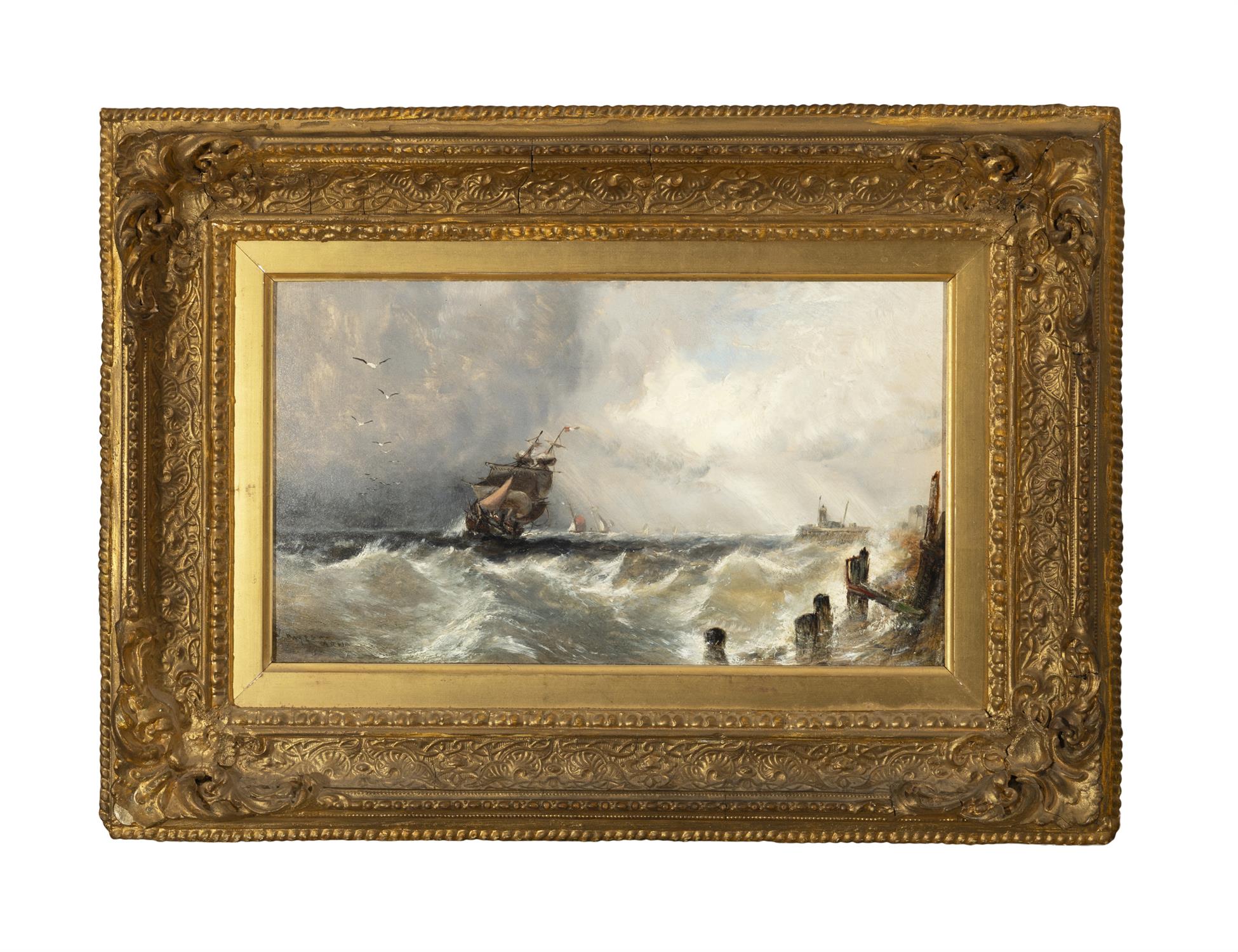 Edwin Hayes RHA RI ROI (1819-1904) Squally Weather Oil on panel, 16.5 x 28.5cm (6½x11¼) Signed - Image 2 of 4