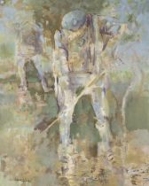 George Campbell RHA (1917-1979) Orchard Workers, Andalusia. c.1975 -79 Oil on canvas board,