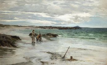 William Henry Bartlett ROI RBC (1858 -1932) Digging for Clams, Connemara Oil on canvas 77 x 127cm