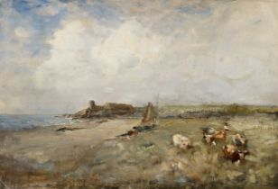 Nathaniel Hone RHA (1831 - 1917) Cattle in Pasture by the coast at Malahide, County Dublin,