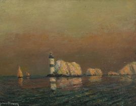Julius Olsson (1864 - 1942) After Glow, Needles Oil on canvas board, 35 x 45cm (13¾ x