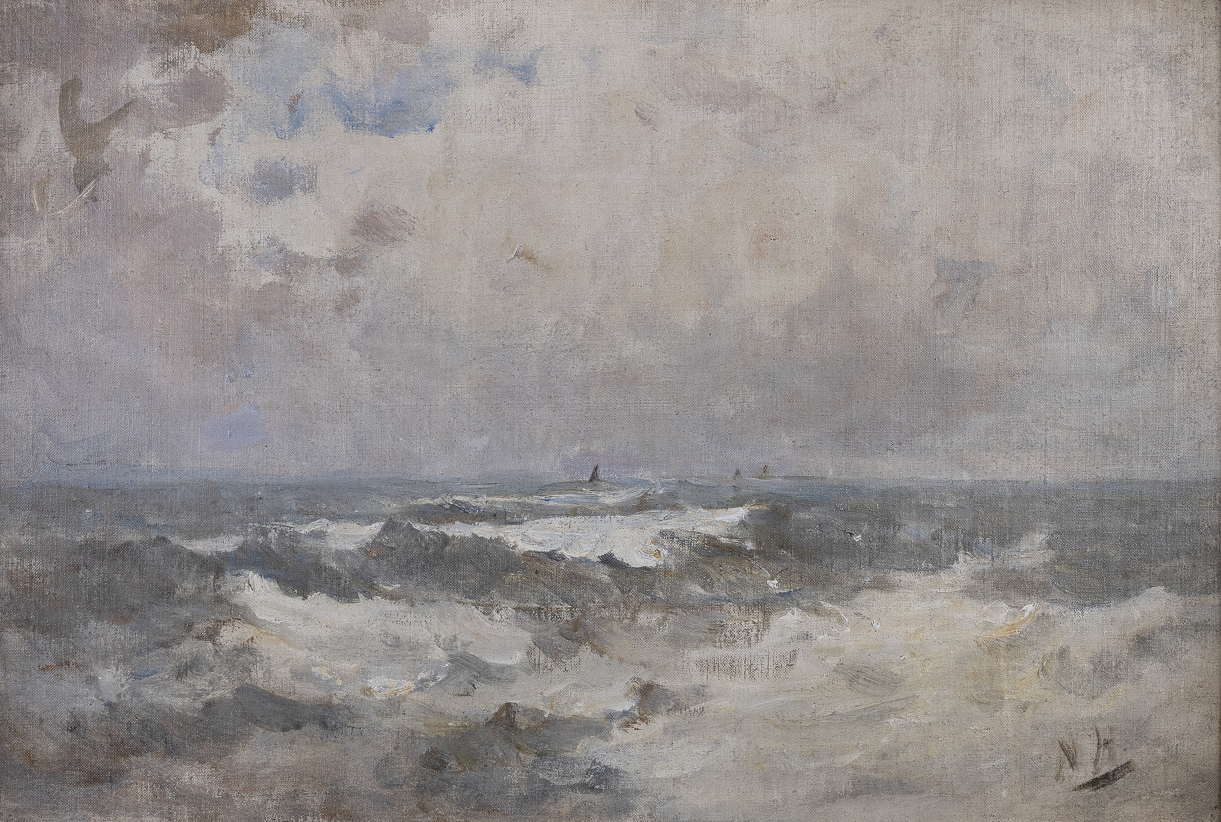 Nathaniel Hone RHA (1831 - 1917) Yachts in Dublin Bay Oil on canvas laid down, 34 x 52cm (13¼ x