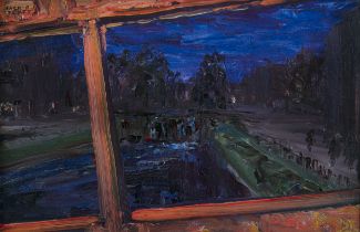 Jack Butler Yeats RHA (1871 - 1957) Crossing the Canal Bridge, from the Tram Top (1927) Oil on