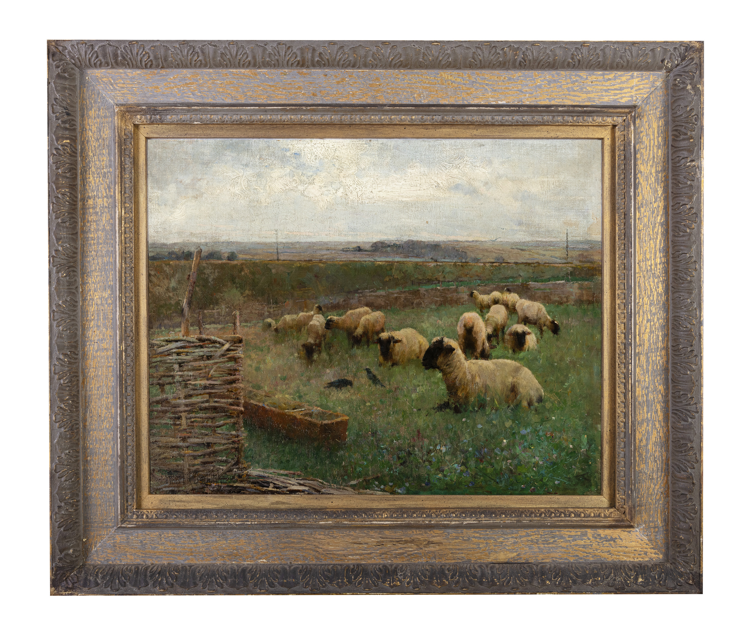Walter Frederick Osborne RHA (1859 - 1903) Sheep in a Field Oil on canvas, 36 x 47cm (14¼ x - Image 2 of 4