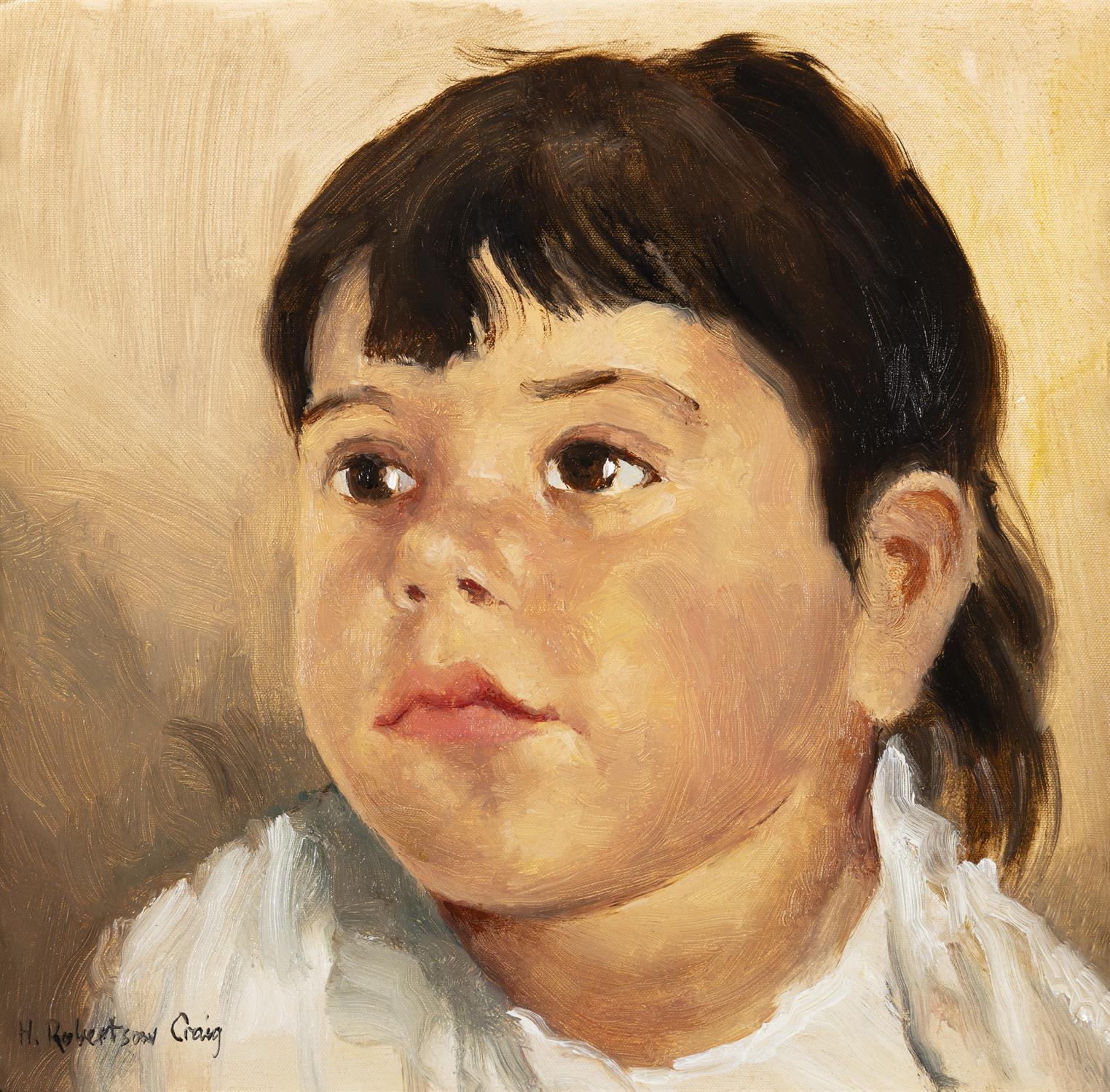 Henry Robertson Craig RHA (1916 - 1984) Portrait of a Child Oil on board 23 x 23cm (9 x