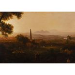 William Sadler II (1782-1839) Extensive Landscape with Obelisk and Figures Oil on canvas,
