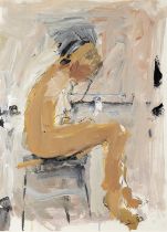 Basil Blackshaw (1932-2016) Seated Nude Oil on paper, 57 x 40.5cm (19½ x 16'') Provenance: