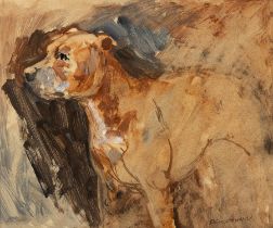 Basil Blackshaw (1932-2016) Dog Oil on board, 34 x 43cm (13¼ x 17'') Signed