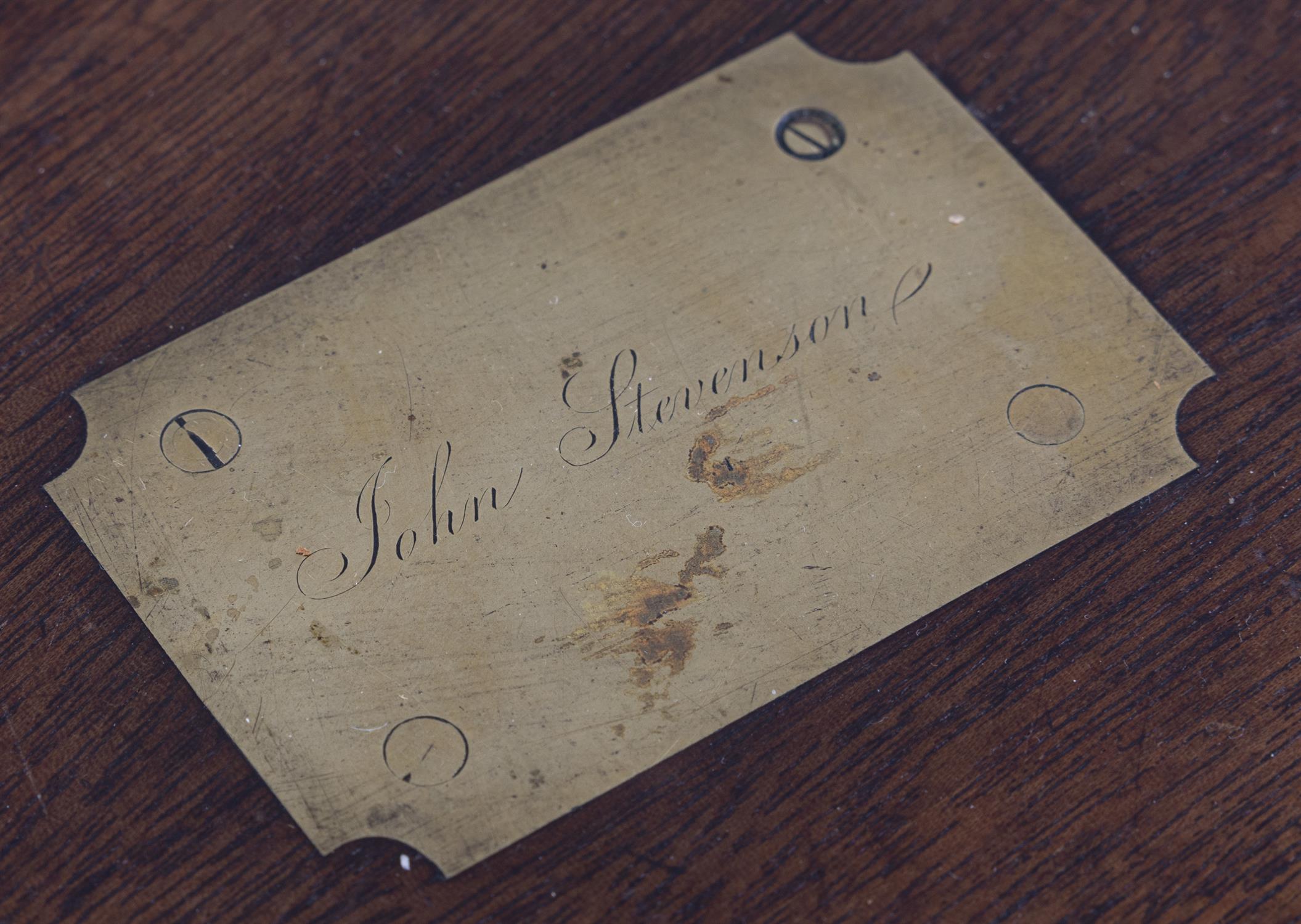 A MAHOGANY AND BRASS BOUND CAMPAIGN BOX, 19TH CENTURY with side carrying handles, - Image 4 of 5