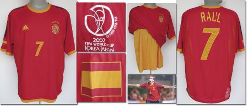 Spanien - Trikot 2002 WM - Original match worn Spielertrikot von Spanien mit der Rückennummer 7.