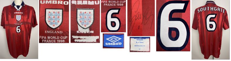 England - Trikot 1998 WM - Original match issued Spielertrikot von England mit der Rückennummer 6.
