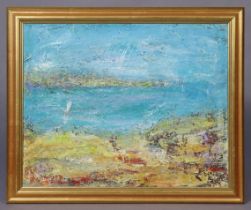 An oil painting on canvas depicting a seascape, signed indistinctly "P. Gillford" & inscribed verso,