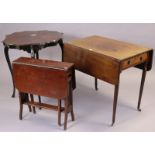 A 19th century mahogany Pembroke table fitted end drawer, & on round tapered legs with steel
