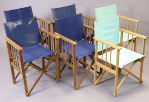 Four Habitat director’s chairs, a ditto pair by Conran, & a wooden rectangular shoe-rack.