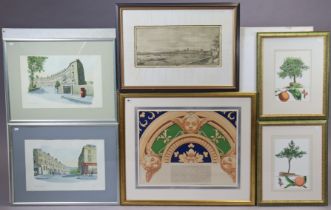 Fourteen various decorative prints each in a glazed frame.