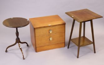 A Stag mahogany two-drawer bedside chest, 56cm wide x 48.5cm high; together with two mahogany