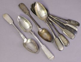 Four Russian silver (84 standard) Fiddle pattern spoons, assayer’s initials A.P., maker’s mark A.A.;