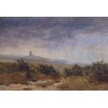 OSWALD PARTRIDGE MILNE (1881-1968). Blakeney Church Tower, Norfolk, watercolour, 22cm x 32cm, framed