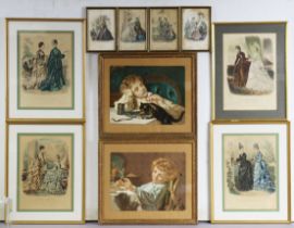 A group of ten various French fashion prints, all framed & glazed (20.5cm x 14cm to 45cm x 39cm); &