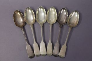 Six Victorian Fiddle pattern tablespoons, London 1856, by Elizabeth Eaton. (12½ oz).