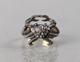 A silver-gilt ring designed as a crab, set numerous rose diamonds & ruby eyes, 4.3g, size M/N.