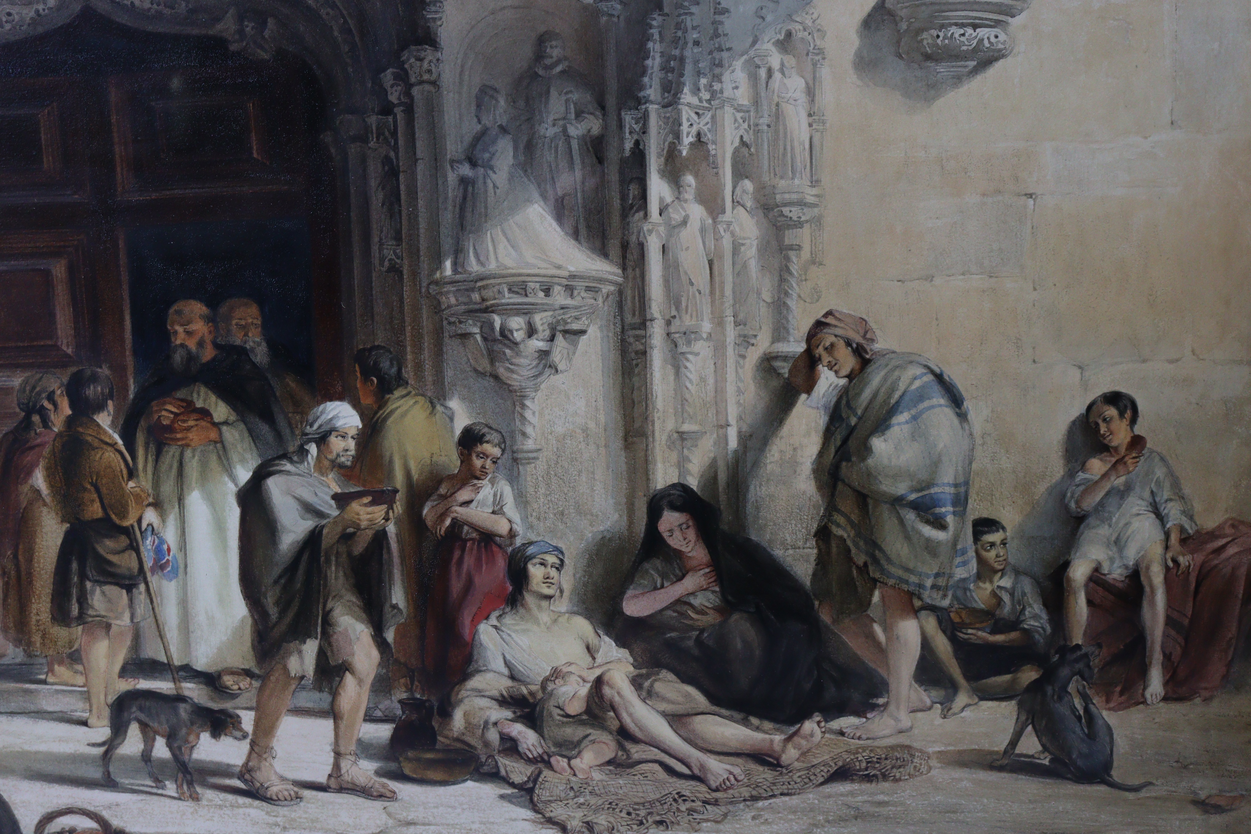 LOUIS HAGHE, P.R.I. (1806-1885). “Almsgiving, Spain”, signed & dated 1840, watercolour, 82cm x - Image 6 of 11