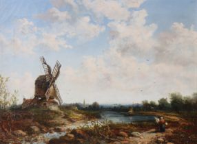 JAMES WEBB (1825-1895). “The Old Windmill”, signed & dated 1891 lower left, oil on canvas, 30cm x