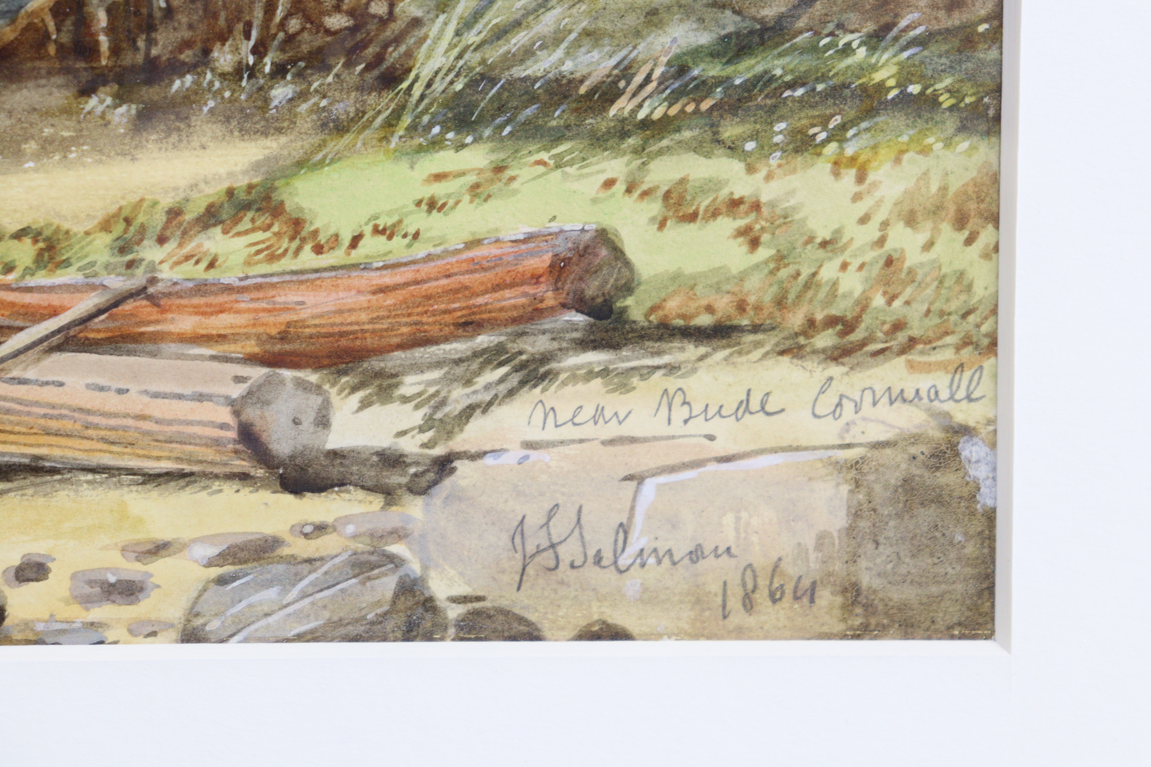 JOHN FRANCIS SALMON (1808-1886). Near Bude, Cornwall, signed, inscribed & dated 1864, lower right, - Image 3 of 3