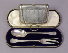 A Victorian silver Hanoverian rat-tail christening spoon & fork, London 1895 by Maxfield & Sons,