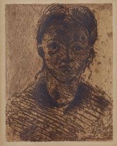 PAUL CÉZANNE (1839-1906) Téte du jeune fille (head of a young girl), etching, 1873, signed & dated