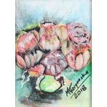 MAGDALENA TARGONSKA (Contemporary) “Peonies”, signed & dated 2018, Pastel, 29cm x 20cm, framed &