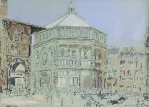 JOHN LINFIELD, N.E.A.C. (b. 1930). Baptistery of San Giovanni, Florence, signed & dated ’84 lower
