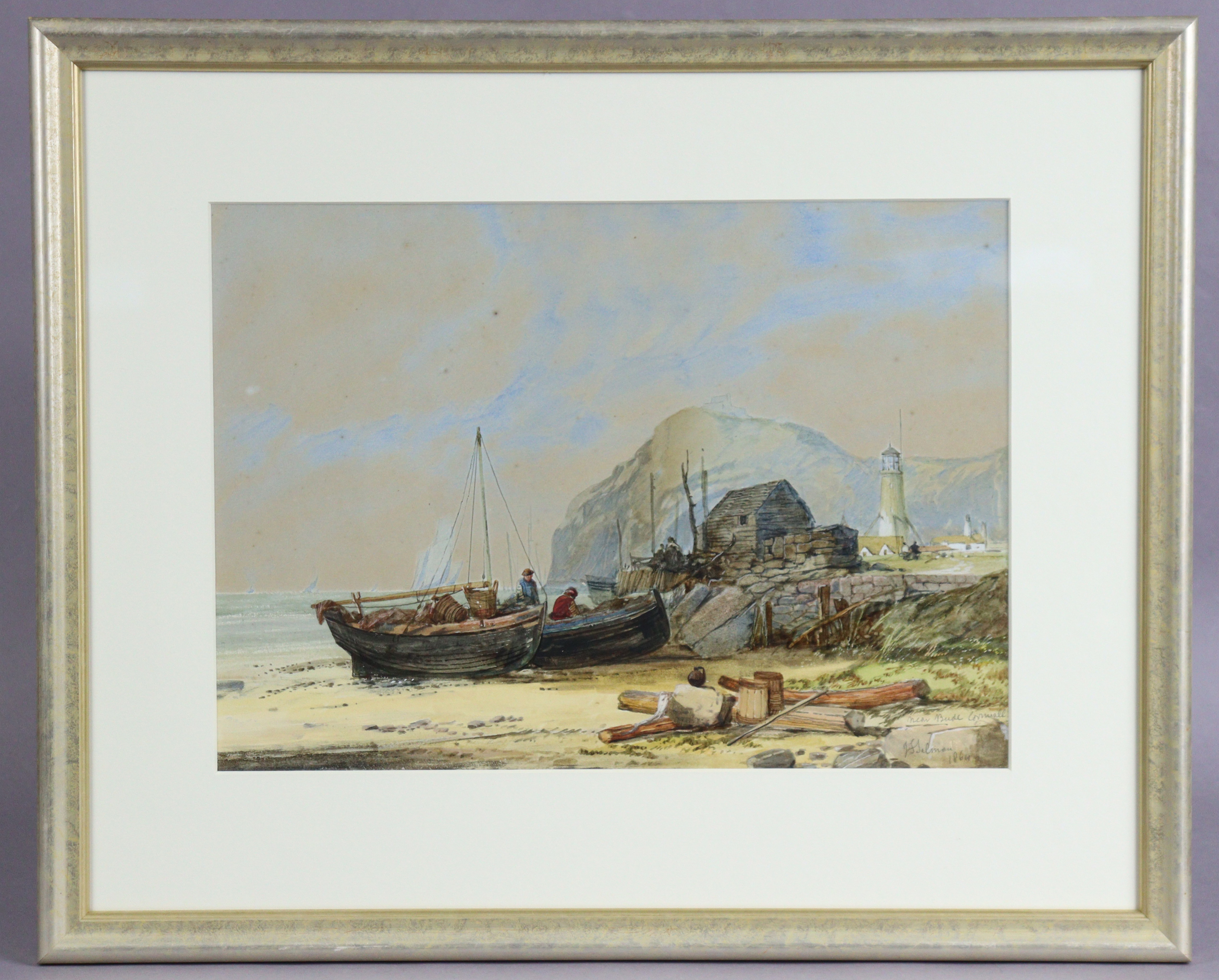 JOHN FRANCIS SALMON (1808-1886). Near Bude, Cornwall, signed, inscribed & dated 1864, lower right, - Image 2 of 3