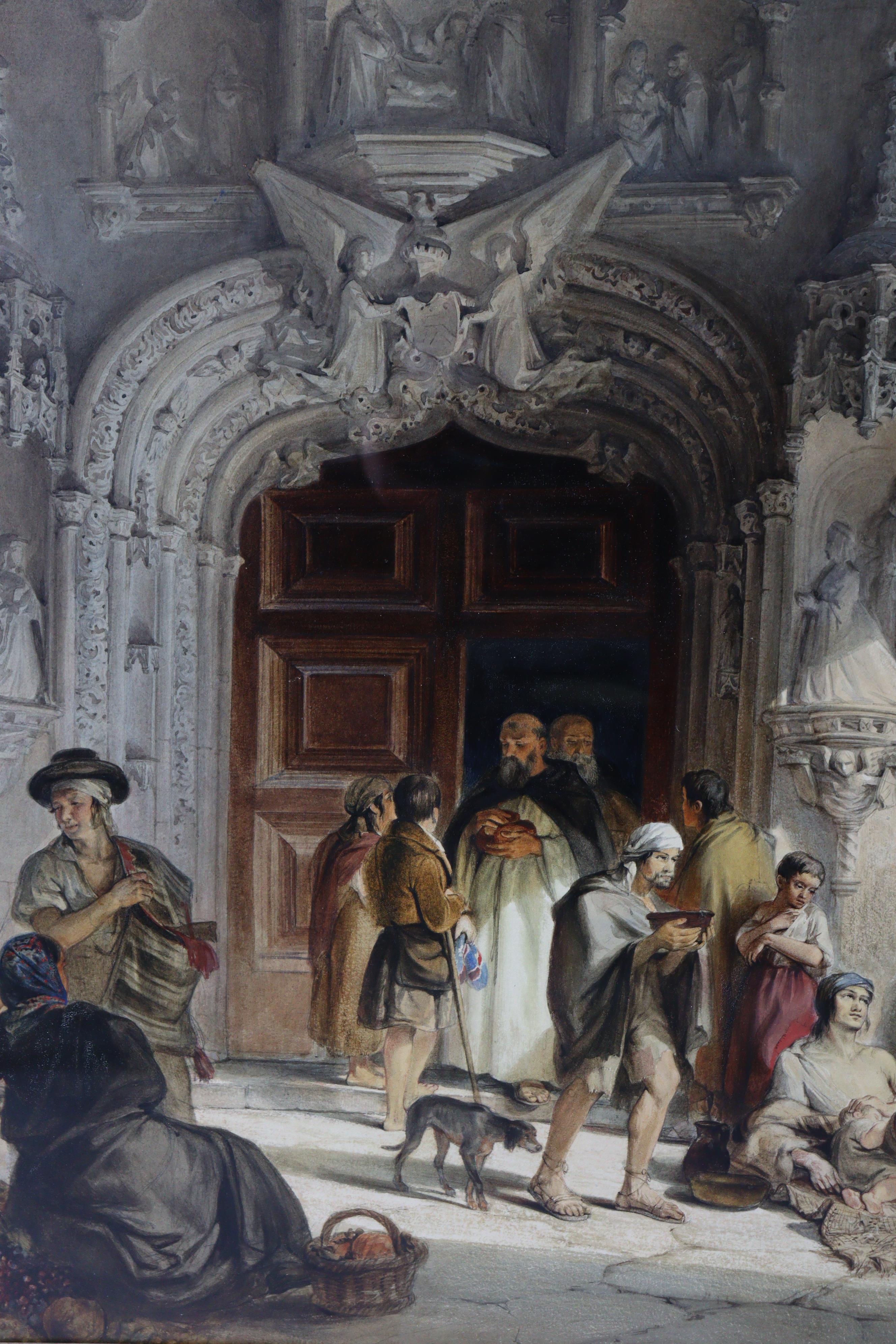LOUIS HAGHE, P.R.I. (1806-1885). “Almsgiving, Spain”, signed & dated 1840, watercolour, 82cm x - Image 5 of 11
