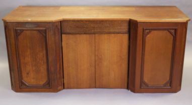 A Victorian and later mahogany sideboard, the pedestals by “J.W.Y. Absley’s, Cabinet Manufacturers..