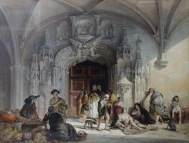 LOUIS HAGHE, P.R.I. (1806-1885). “Almsgiving, Spain”, signed & dated 1840, watercolour, 82cm x