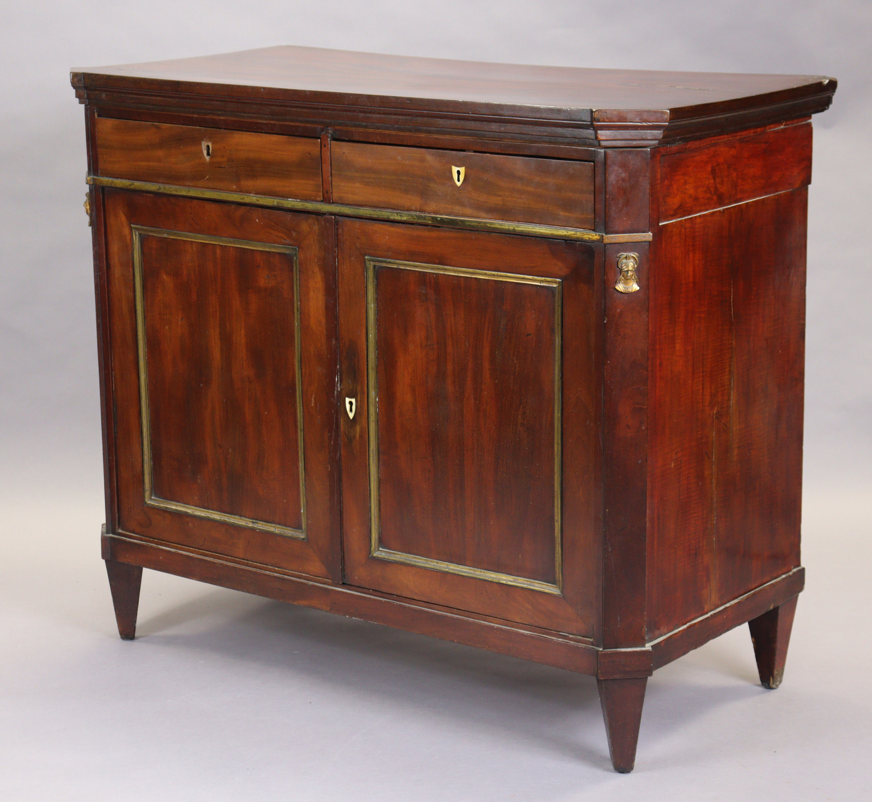 An early 19th century French mahogany buffet, the hinged top enclosing folding shelves, two frieze - Image 13 of 14