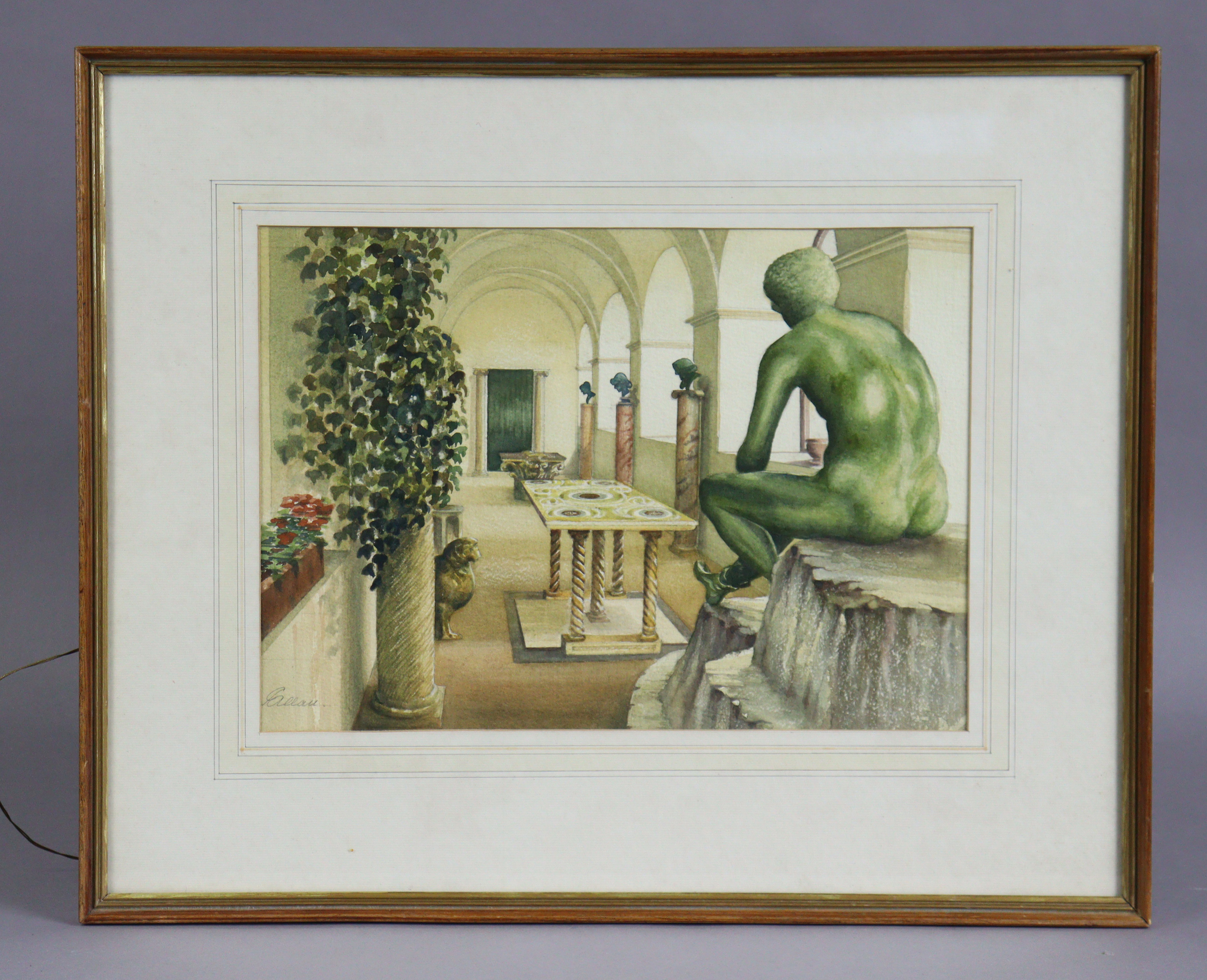 C. F. ALLAN, (British, 20th C). Villa San Michelle (interior), watercolour, signed lower left, 27. - Image 2 of 4